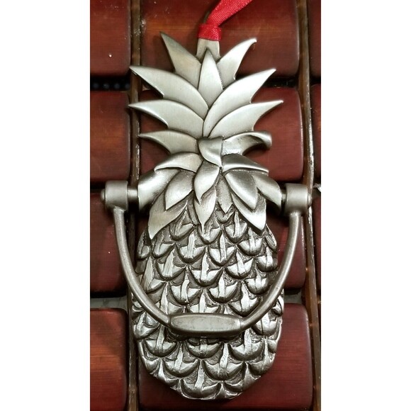 Williamsburg Pineapple Door Knocker Christmas Ornament Kirk Stieff Lenox Pewter - Picture 2 of 4